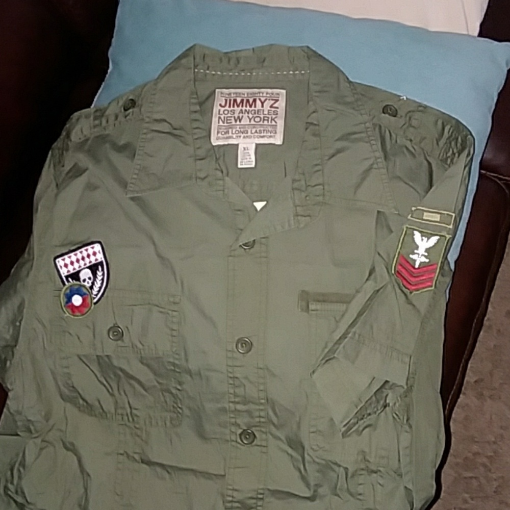 Jimmy'z surf army green button down XL collared